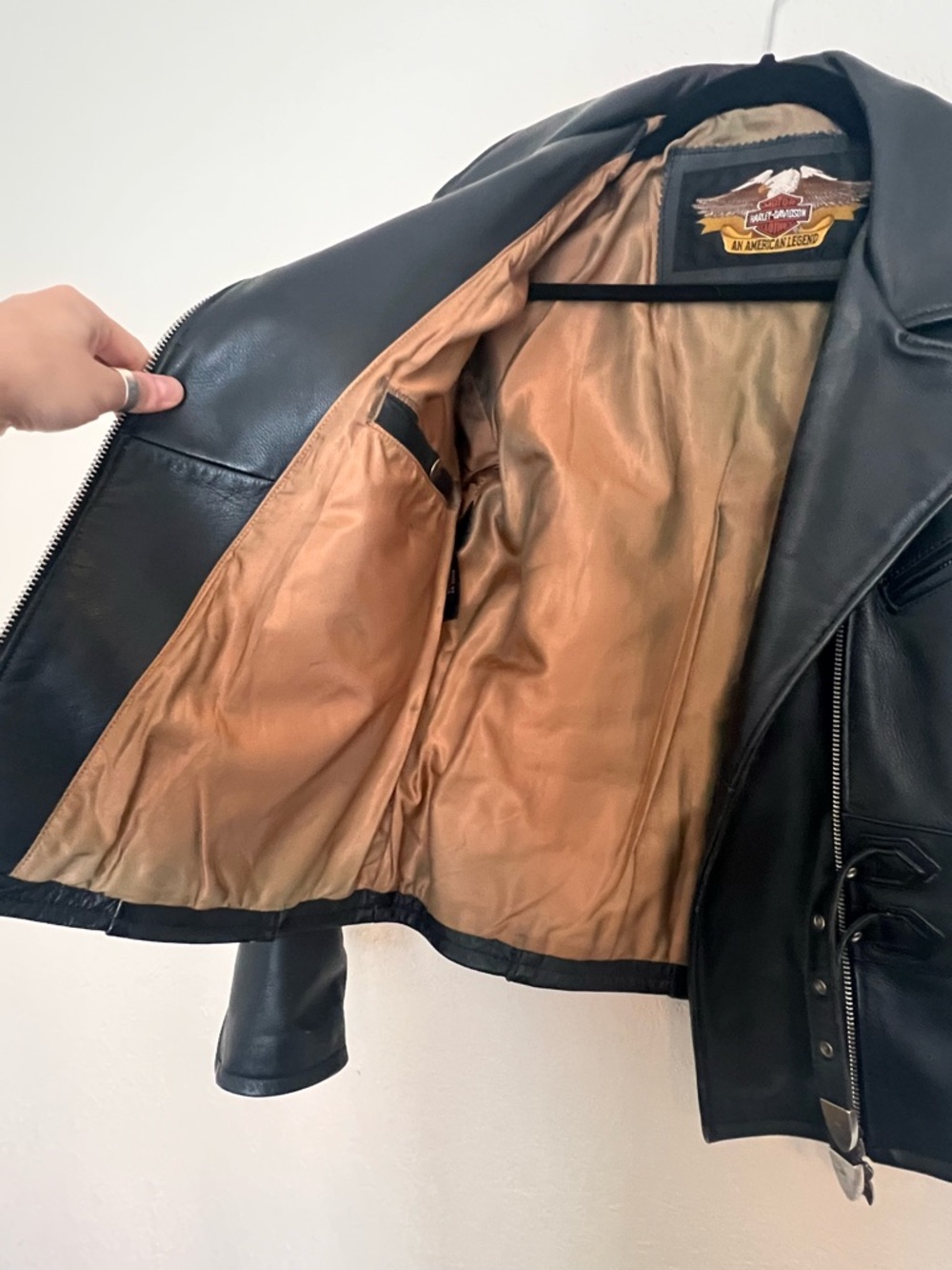 Vintage Y2K Harley-Davidson Women's Rose Embossed Leather Moto Jacket - Picture 13 of 14